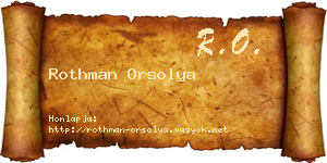 Rothman Orsolya névjegykártya